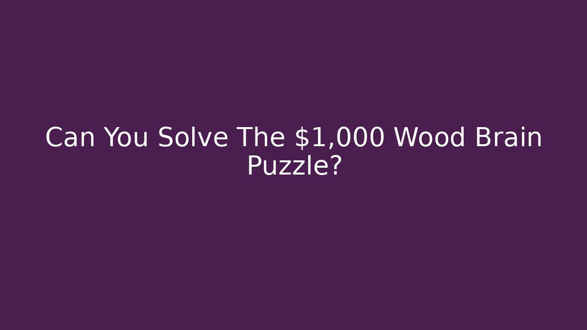 Can You Solve The $1,000 Wood Brain Puzzle?