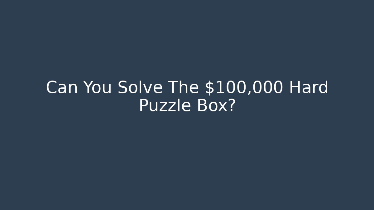 Can You Solve The $100,000 Hard Puzzle Box?