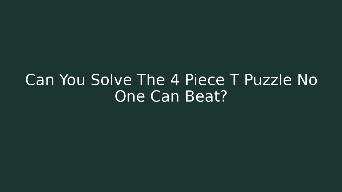 Can You Solve The 4 Piece T Puzzle No One Can Beat?