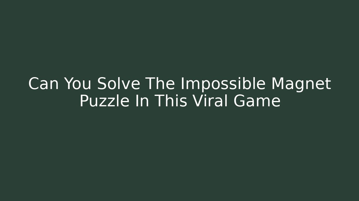 Can You Solve The Impossible Magnet Puzzle In This Viral Game