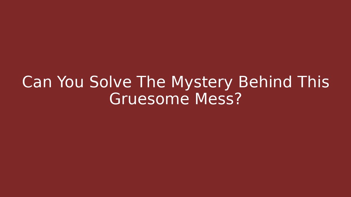 Can You Solve The Mystery Behind This Gruesome Mess? - Critter Realm