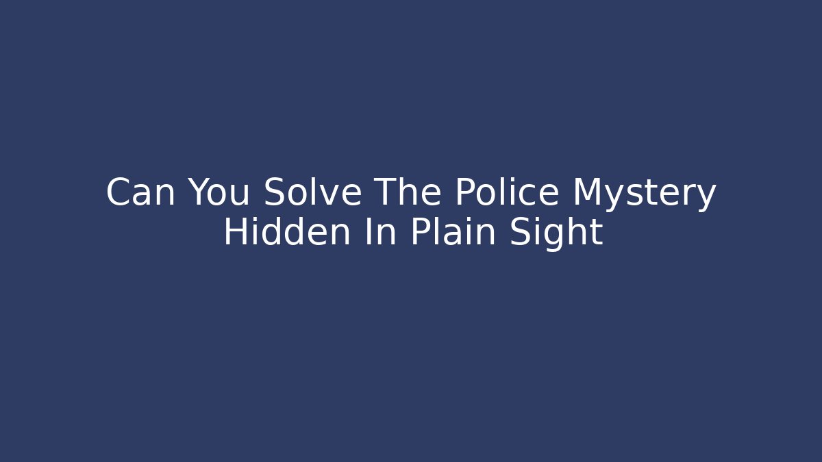 Can You Solve The Police Mystery Hidden In Plain Sight