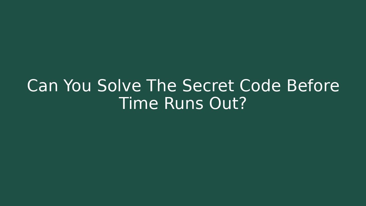 Can You Solve The Secret Code Before Time Runs Out? - Critter Realm