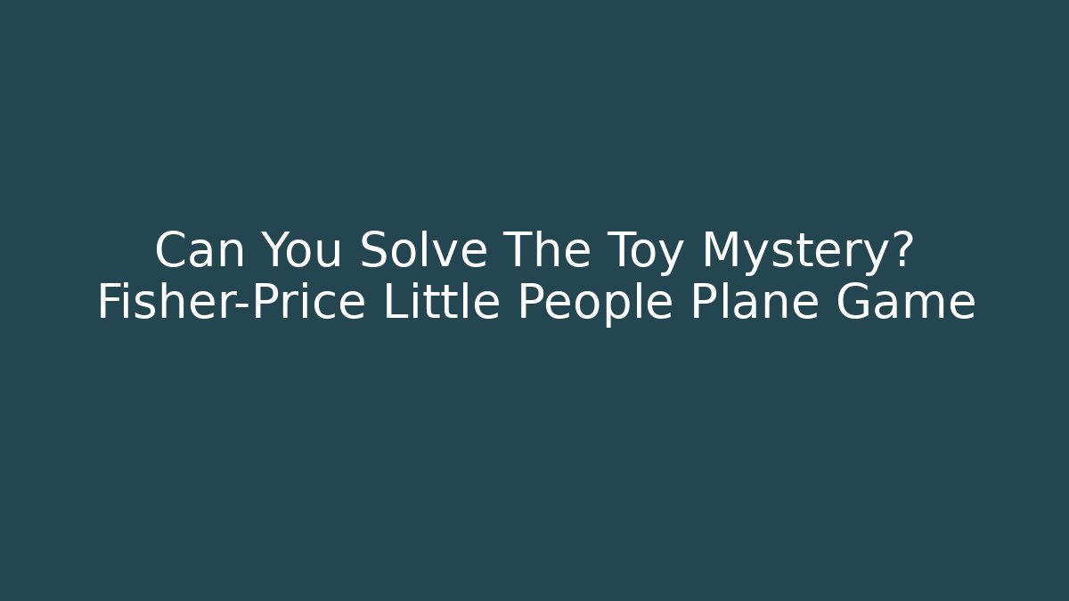 Can You Solve The Toy Mystery? Fisher-Price Little People Plane Game