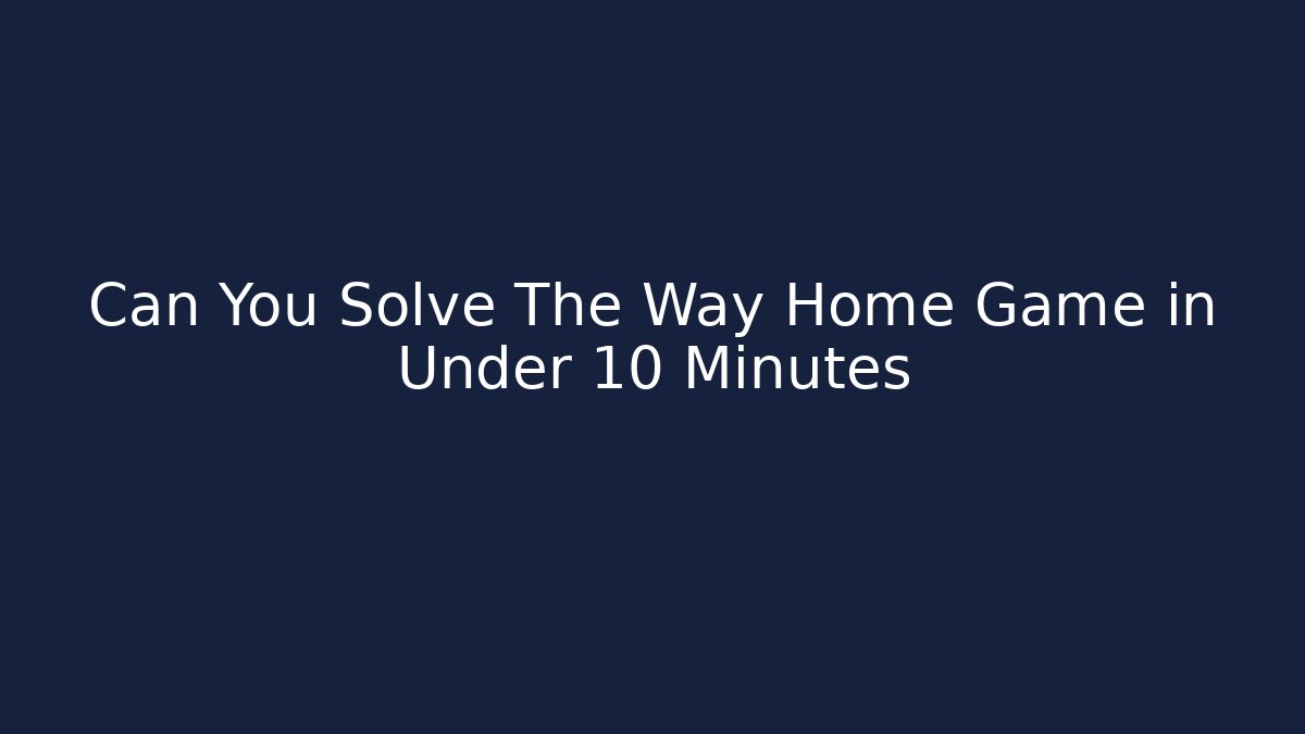 Can You Solve The Way Home Game in Under 10 Minutes