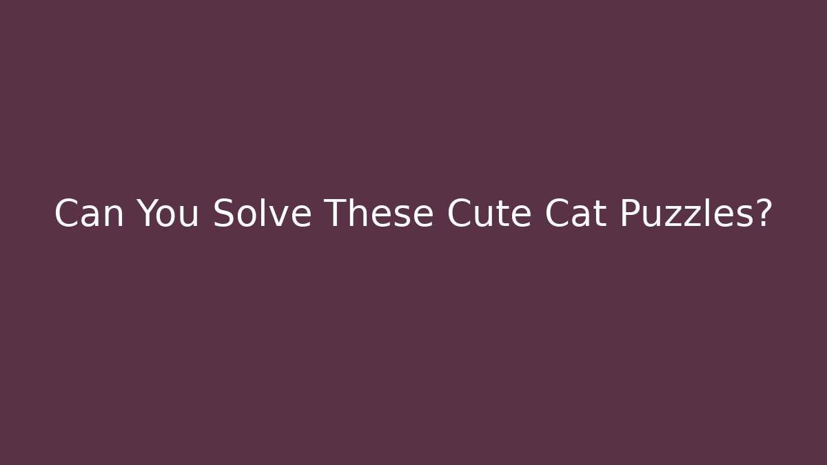 Can You Solve These Cute Cat Puzzles? - Critter Realm