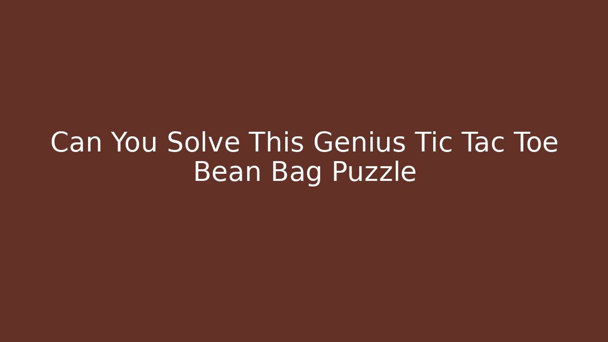 Can You Solve This Genius Tic Tac Toe Bean Bag Puzzle