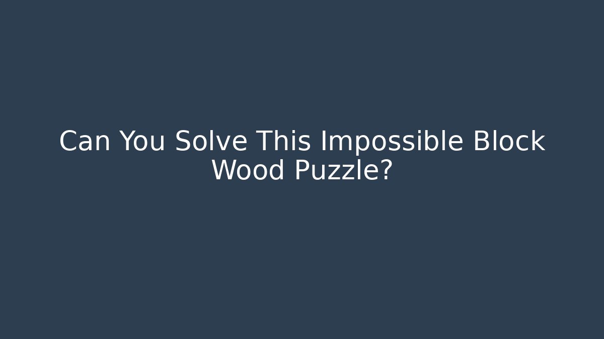 Can You Solve This Impossible Block Wood Puzzle?