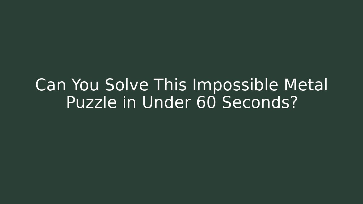 Can You Solve This Impossible Metal Puzzle in Under 60 Seconds?