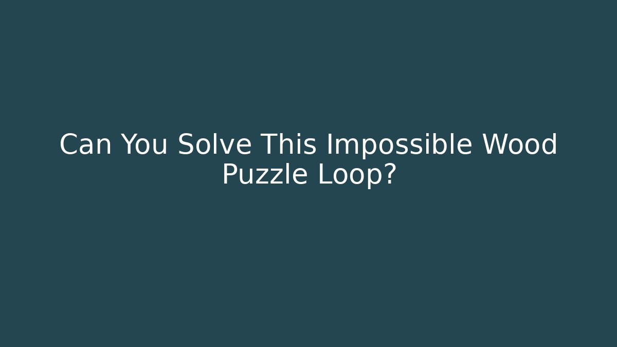 Can You Solve This Impossible Wood Puzzle Loop?