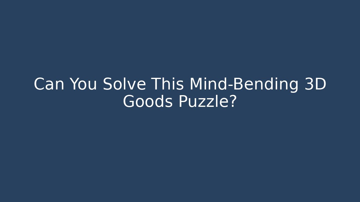 Can You Solve This Mind-Bending 3D Goods Puzzle?
