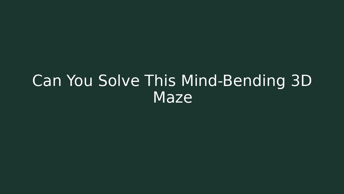 Can You Solve This Mind-Bending 3D Maze