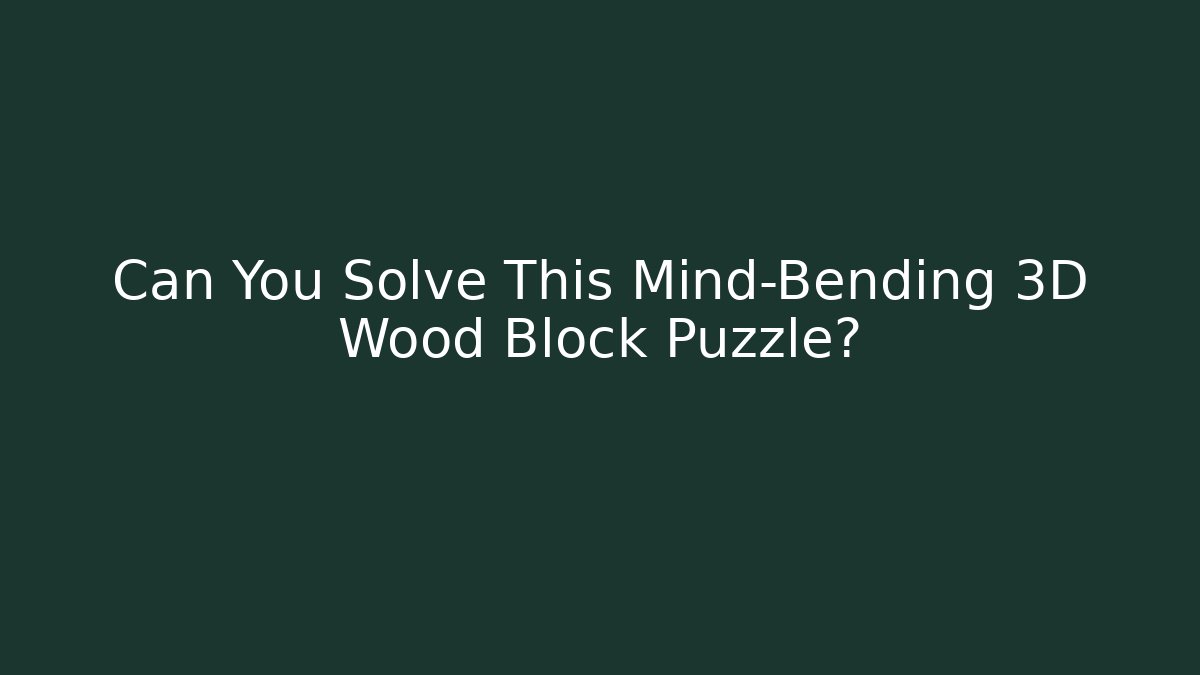 Can You Solve This Mind-Bending 3D Wood Block Puzzle?