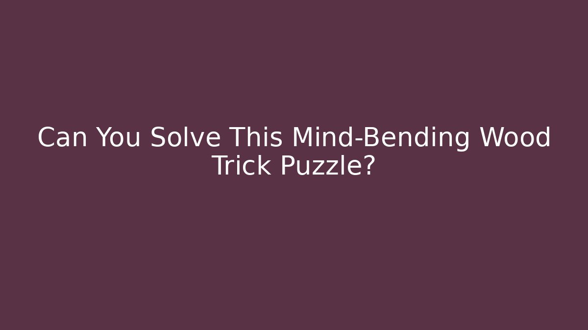 Can You Solve This Mind-Bending Wood Trick Puzzle?
