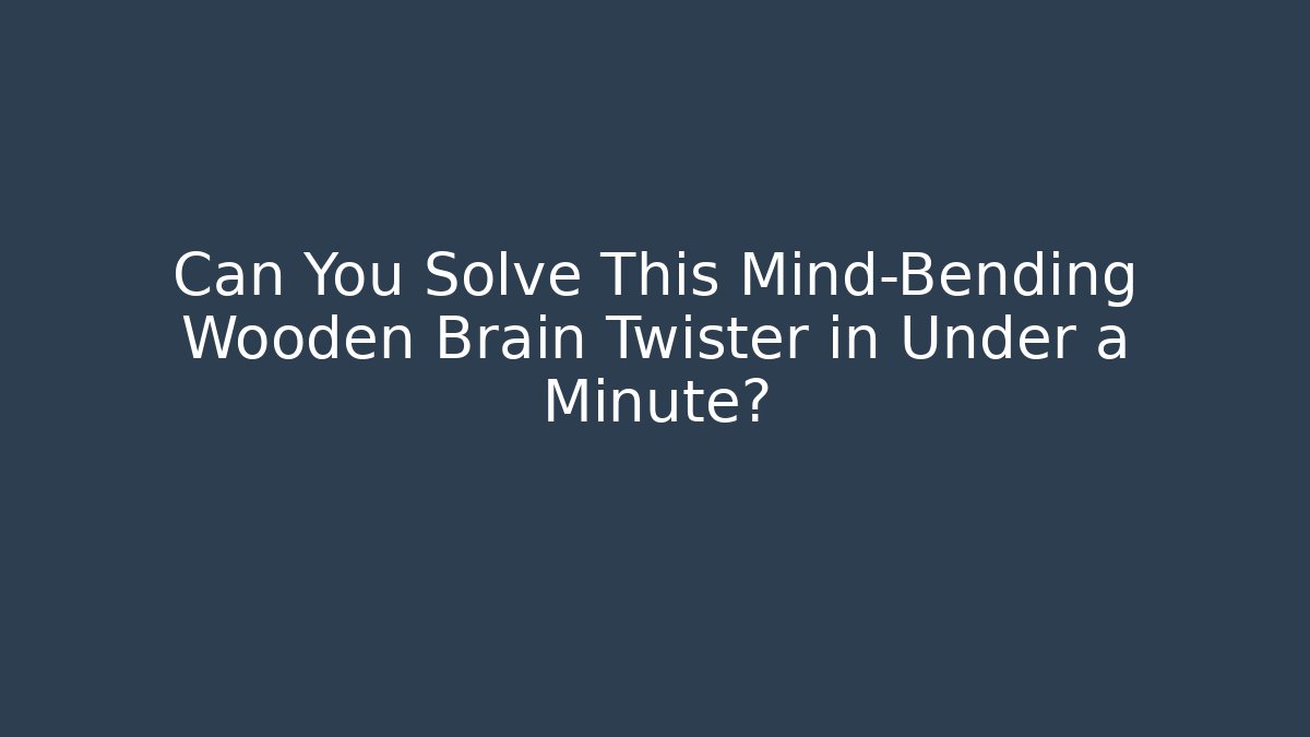 Can You Solve This Mind-Bending Wooden Brain Twister in Under a Minute?