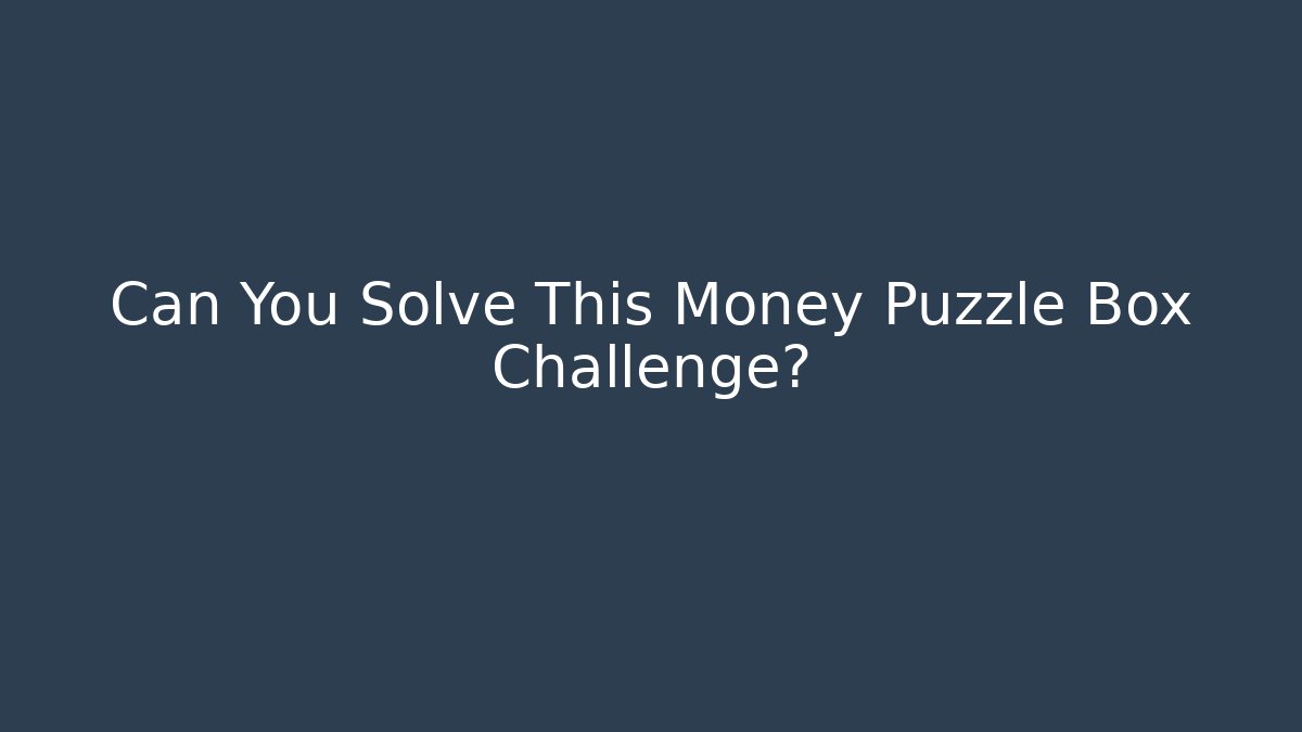 Can You Solve This Money Puzzle Box Challenge?