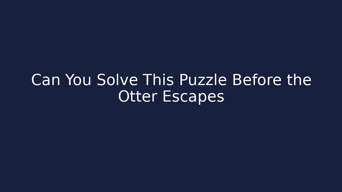 Can You Solve This Puzzle Before the Otter Escapes