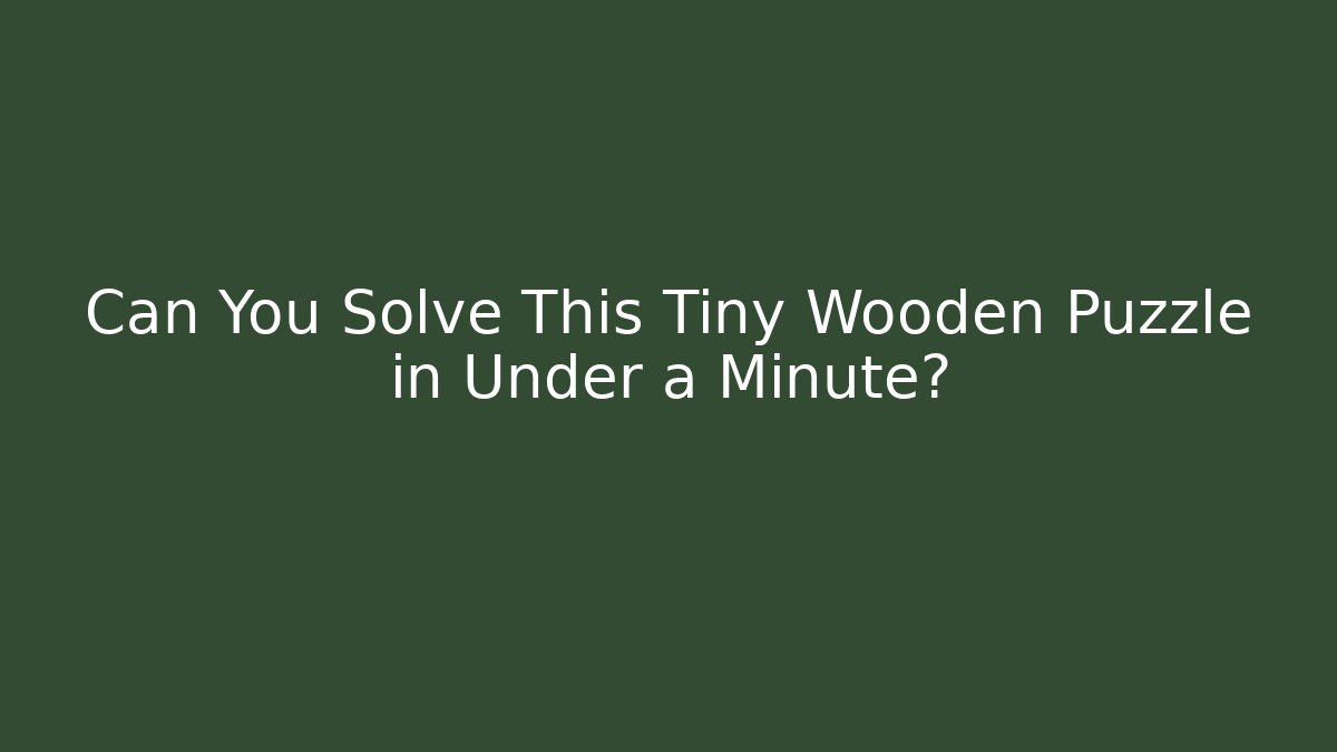 Can You Solve This Tiny Wooden Puzzle in Under a Minute?