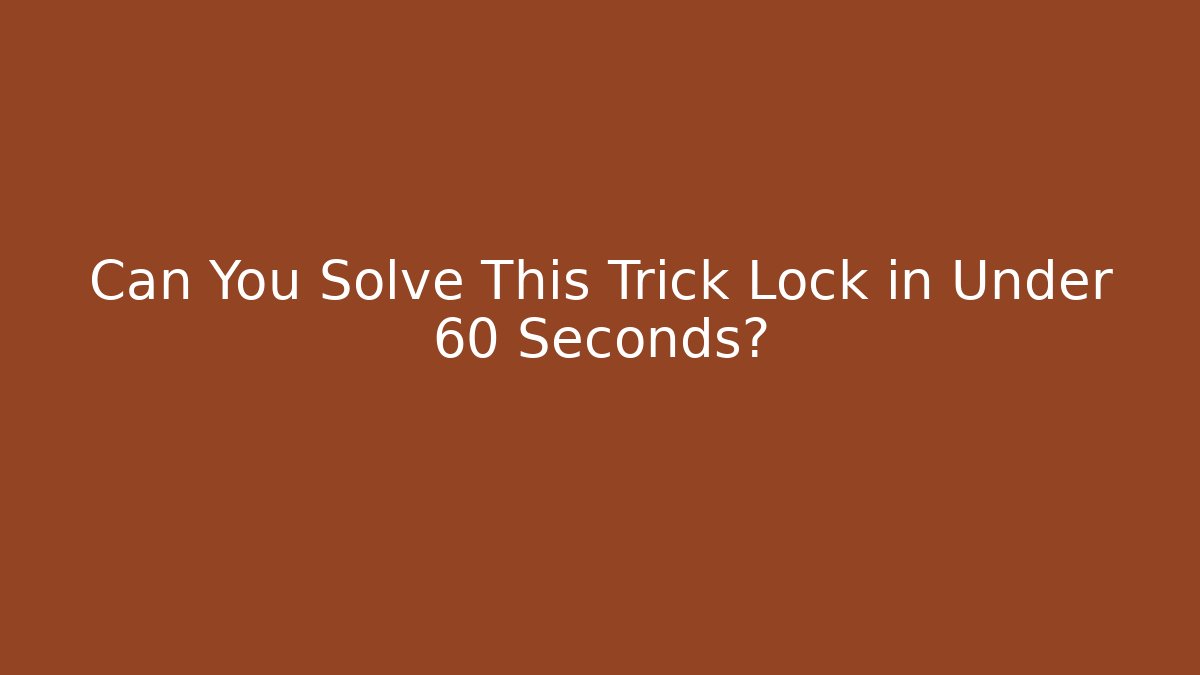 Can You Solve This Trick Lock in Under 60 Seconds?