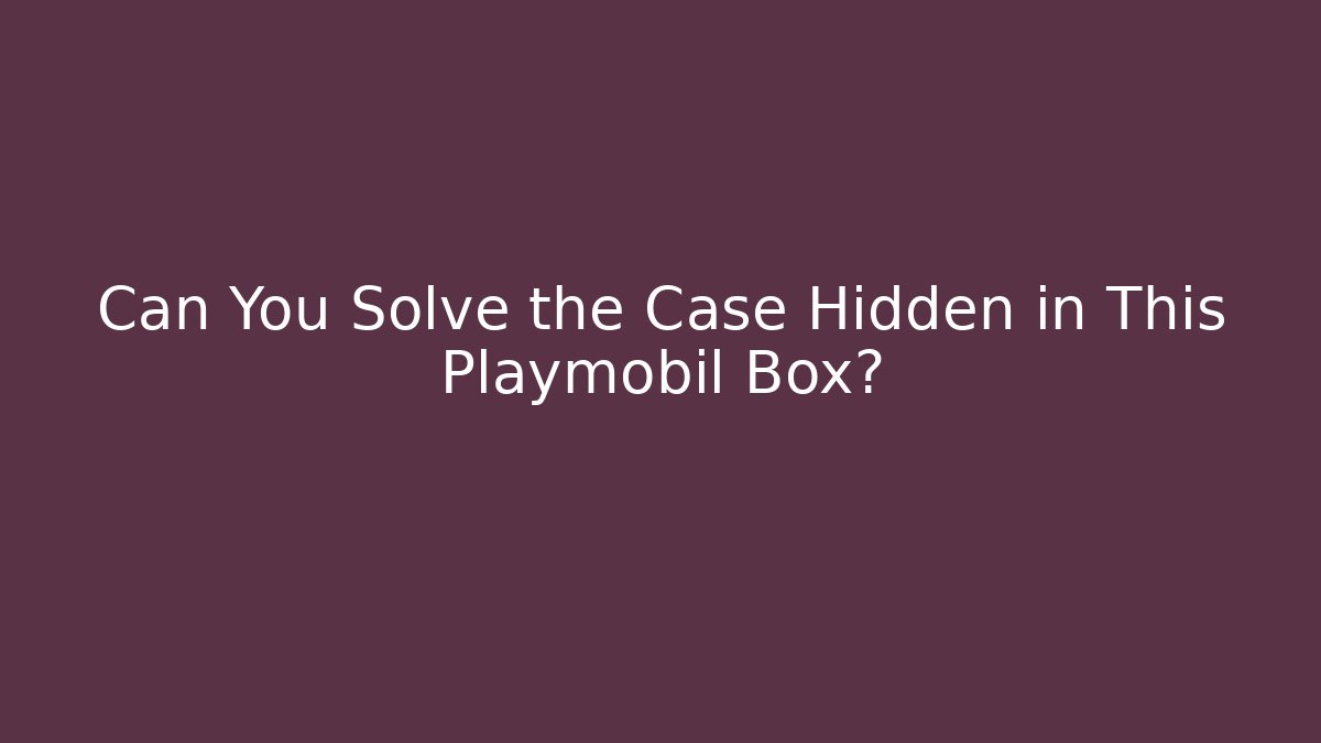 Can You Solve the Case Hidden in This Playmobil Box? - Critter Realm