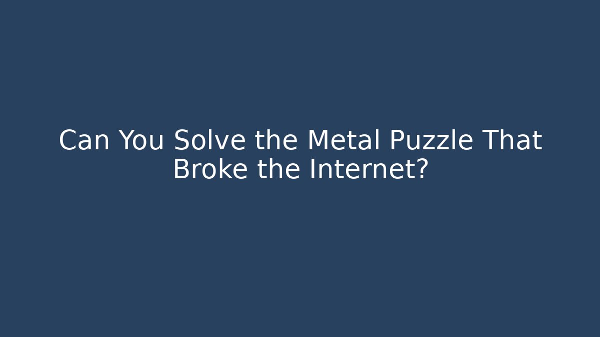 Can You Solve the Metal Puzzle That Broke the Internet?