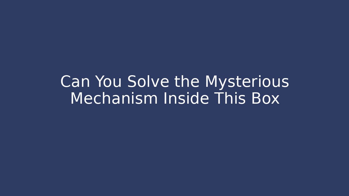 Can You Solve the Mysterious Mechanism Inside This Box