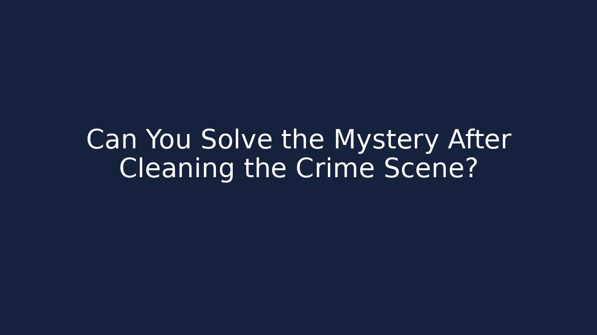 Can You Solve the Mystery After Cleaning the Crime Scene?