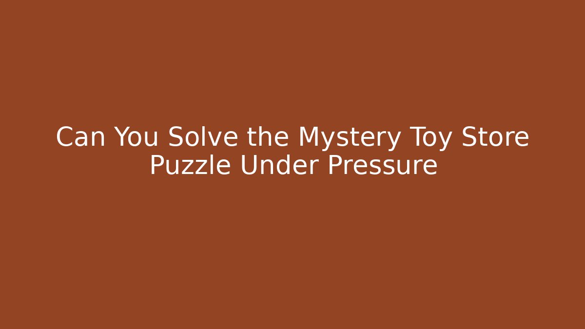 Can You Solve the Mystery Toy Store Puzzle Under Pressure