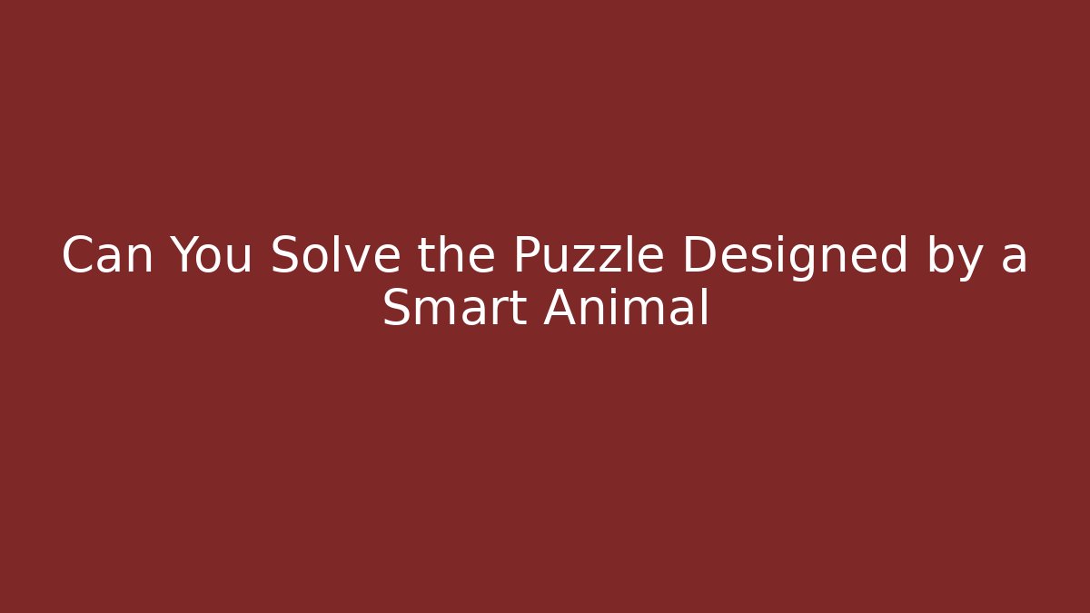 Can You Solve the Puzzle Designed by a Smart Animal