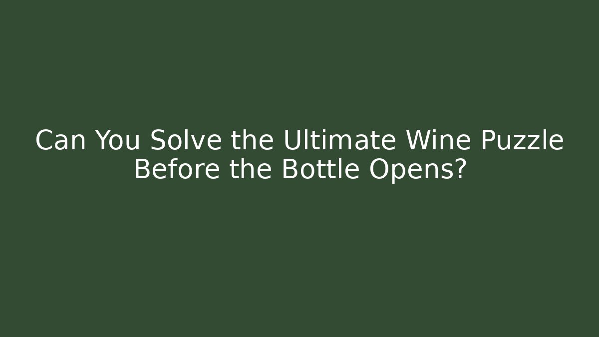 Can You Solve the Ultimate Wine Puzzle Before the Bottle Opens?