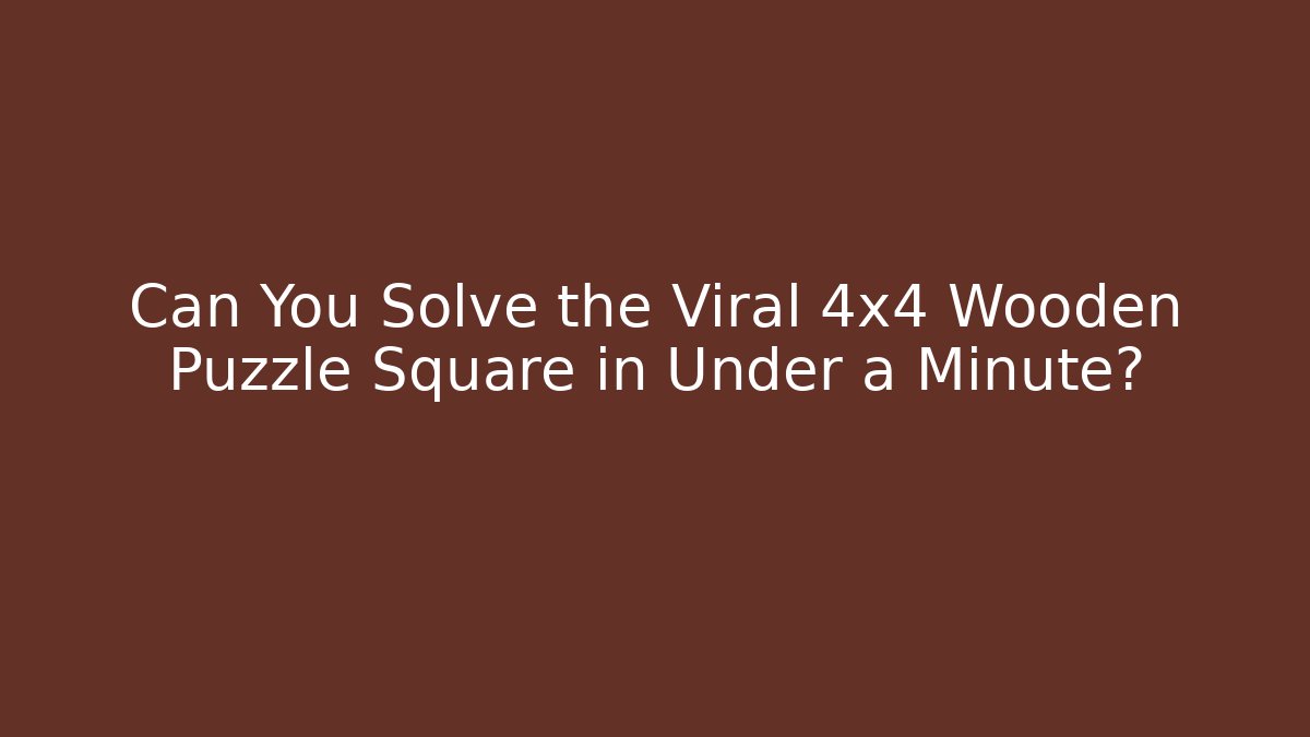 Can You Solve the Viral 4x4 Wooden Puzzle Square in Under a Minute?