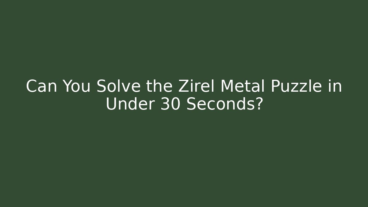 Can You Solve the Zirel Metal Puzzle in Under 30 Seconds?