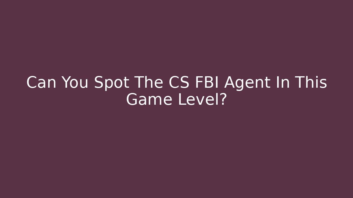 Can You Spot The CS FBI Agent In This Game Level?