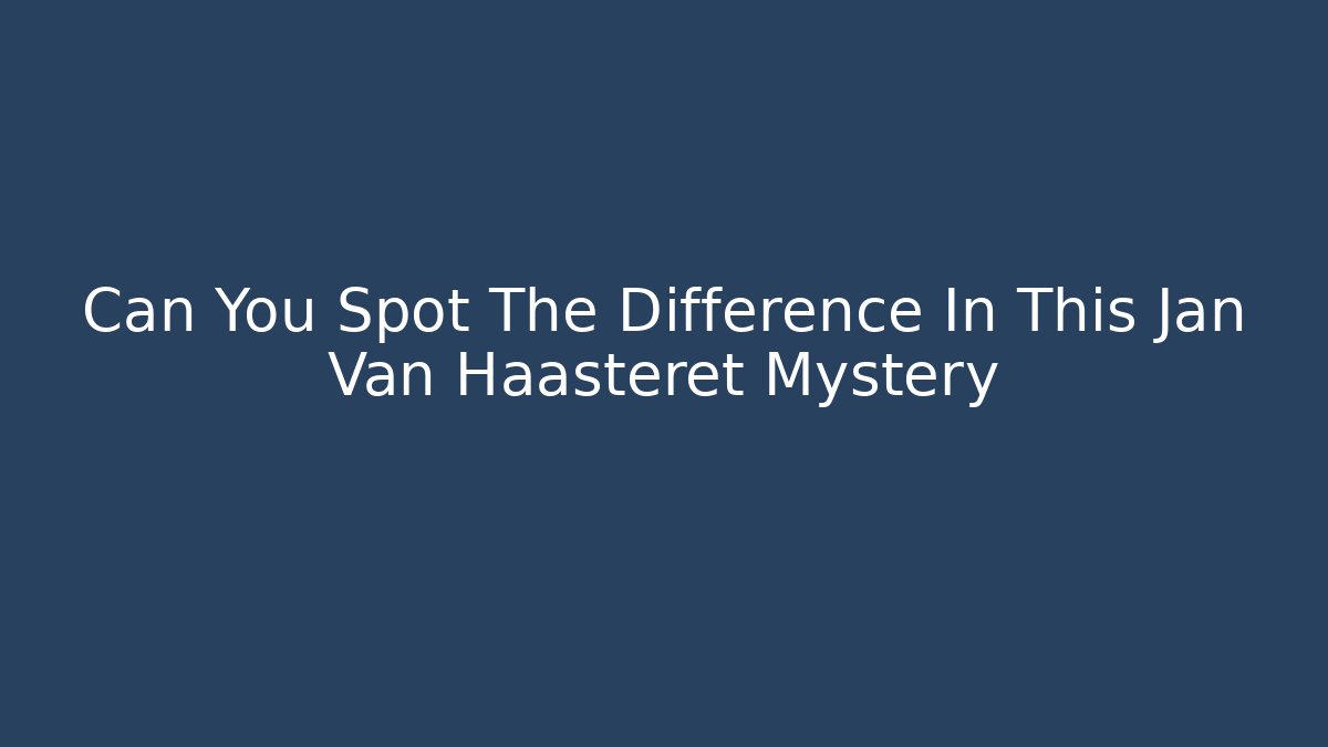 Can You Spot The Difference In This Jan Van Haasteret Mystery