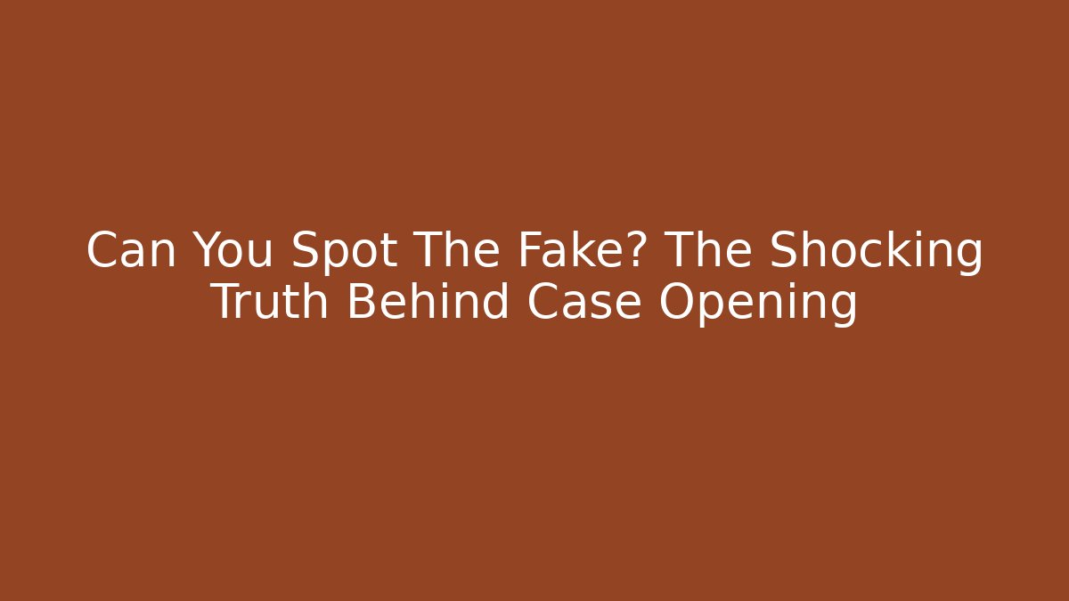 Can You Spot The Fake? The Shocking Truth Behind Case Opening