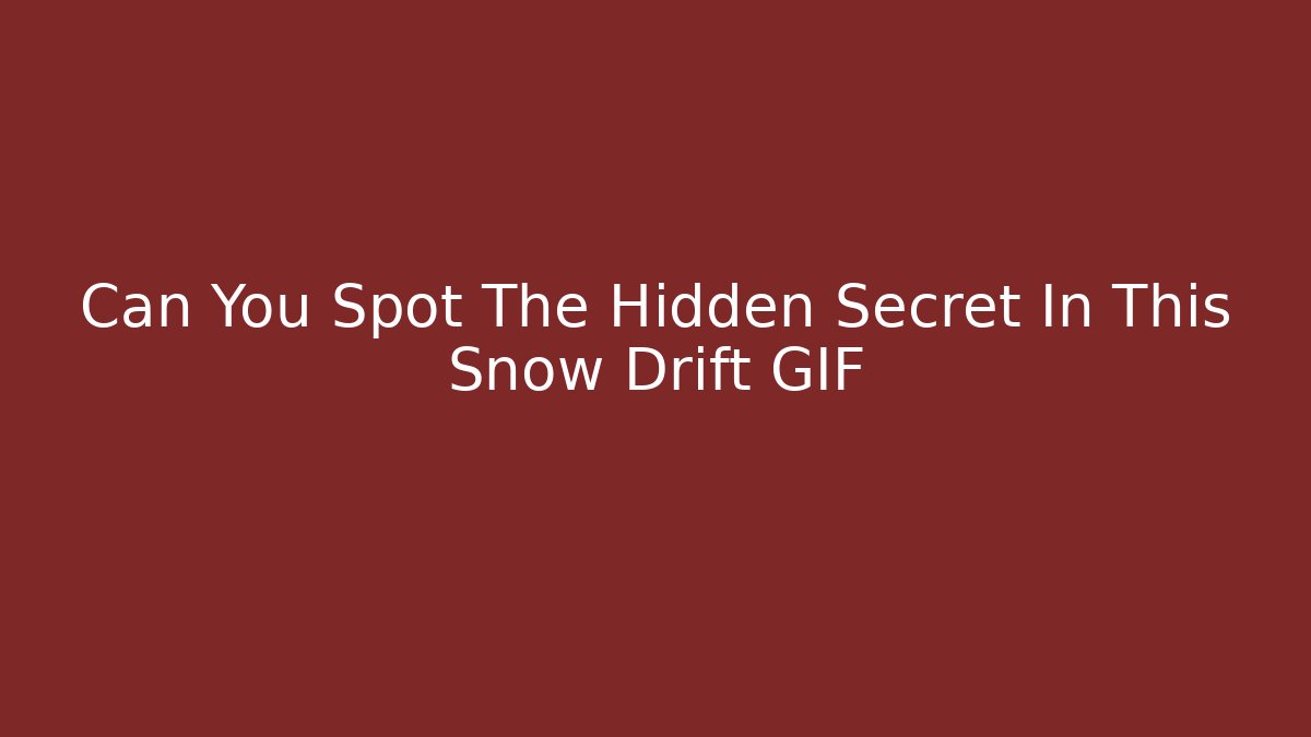Can You Spot The Hidden Secret In This Snow Drift GIF