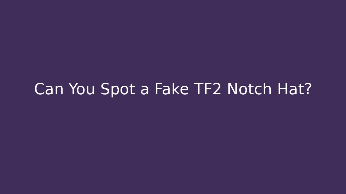Can You Spot a Fake TF2 Notch Hat?