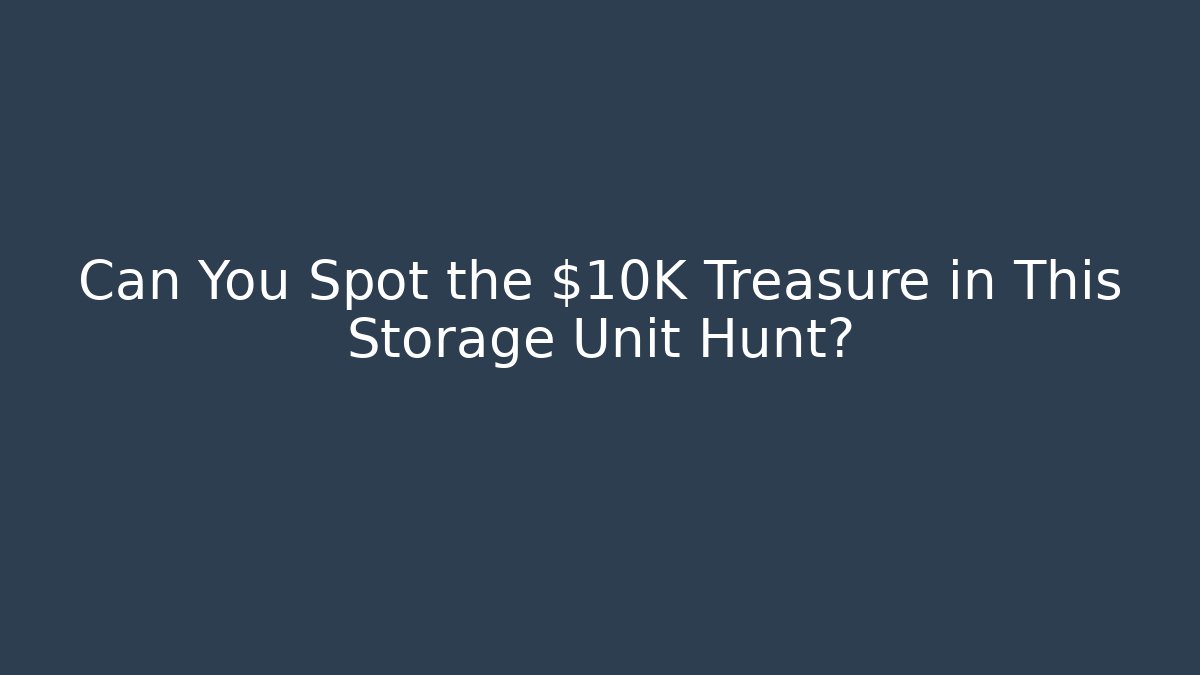 Can You Spot the $10K Treasure in This Storage Unit Hunt?