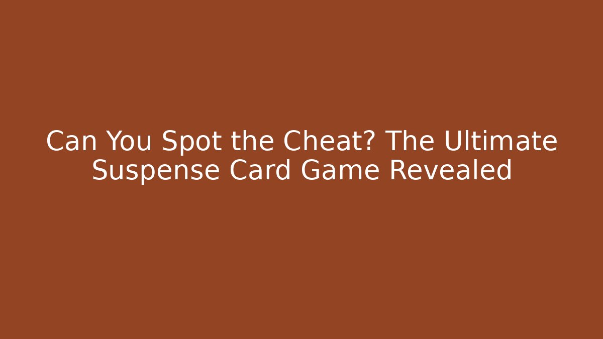 Can You Spot the Cheat? The Ultimate Suspense Card Game Revealed