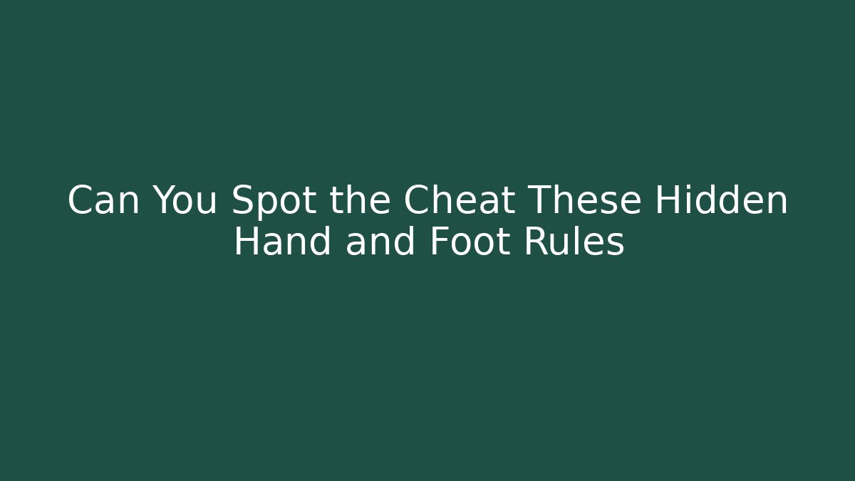 Can You Spot the Cheat These Hidden Hand and Foot Rules