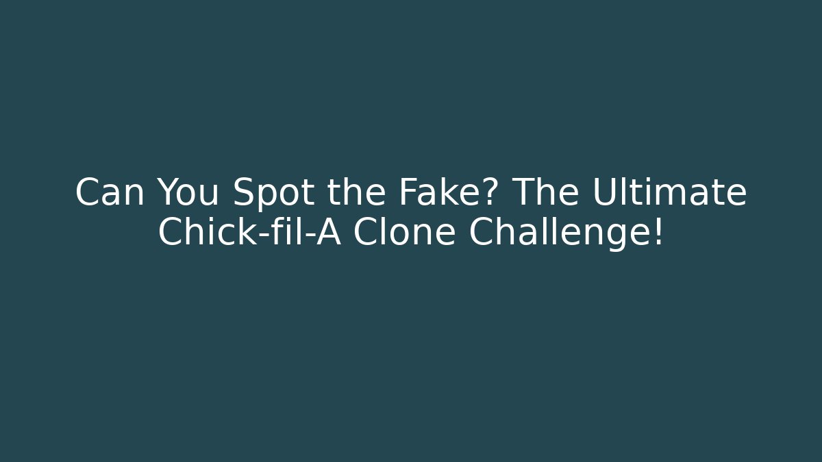 Can You Spot the Fake? The Ultimate Chick-fil-A Clone Challenge!