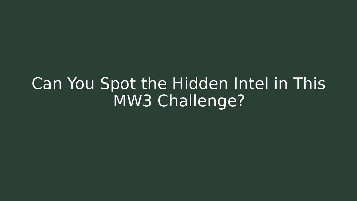 Can You Spot the Hidden Intel in This MW3 Challenge?