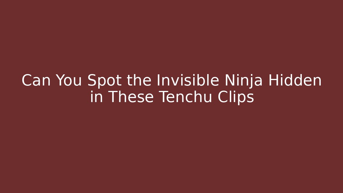 Can You Spot the Invisible Ninja Hidden in These Tenchu Clips