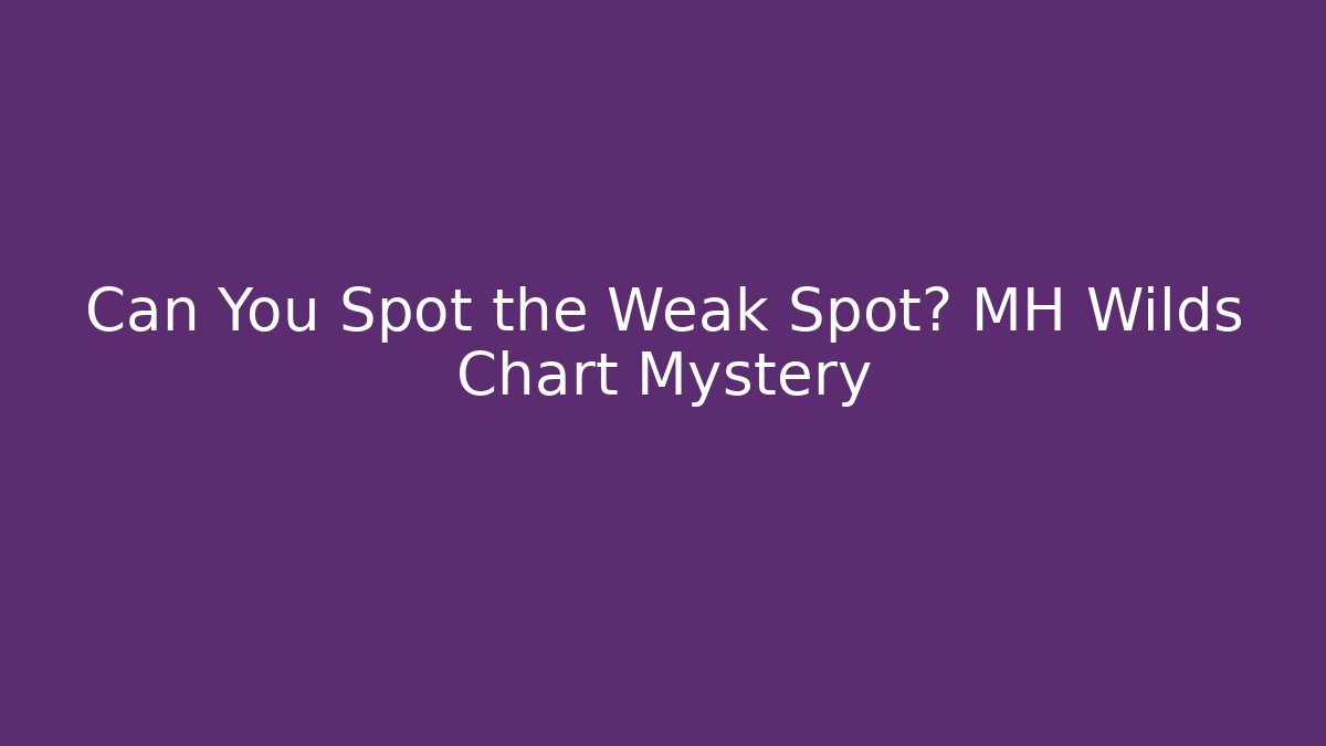 Can You Spot the Weak Spot? MH Wilds Chart Mystery