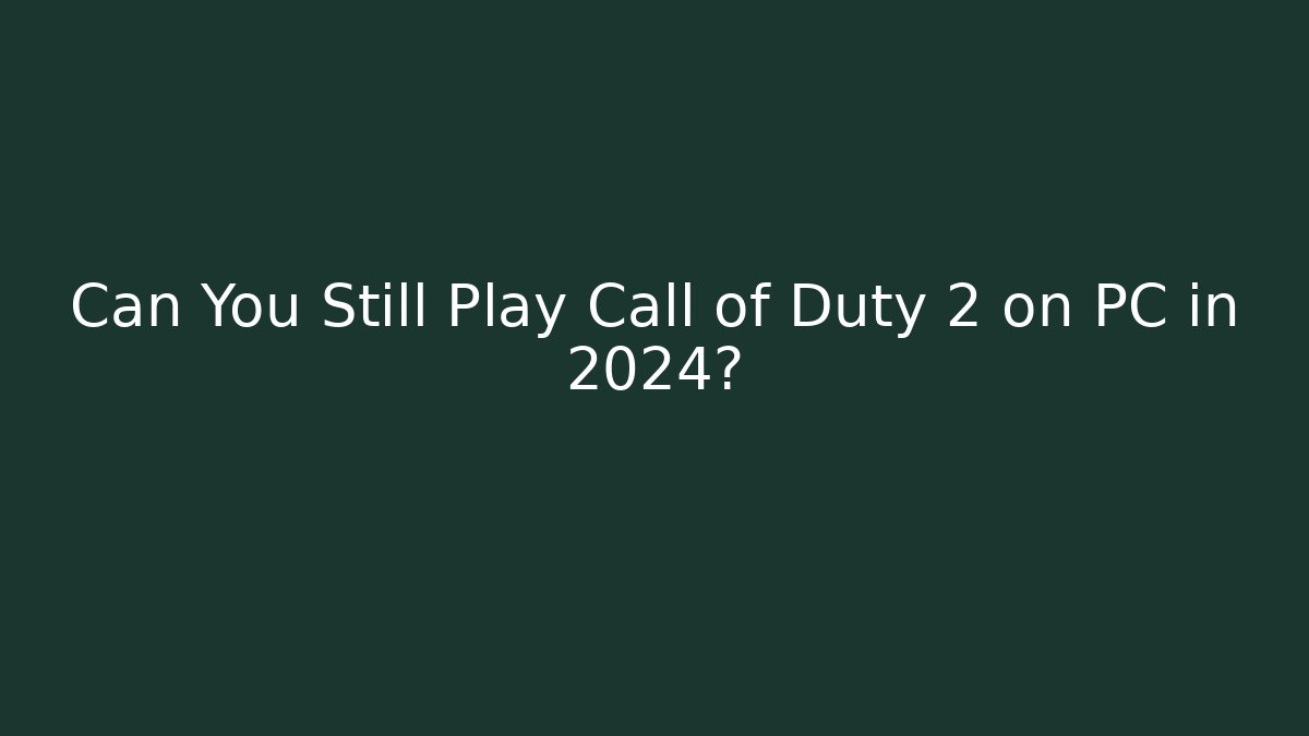 Can You Still Play Call of Duty 2 on PC in 2024?
