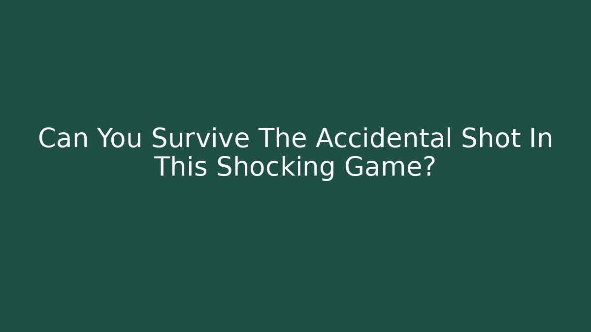 Can You Survive The Accidental Shot In This Shocking Game? - Critter Realm