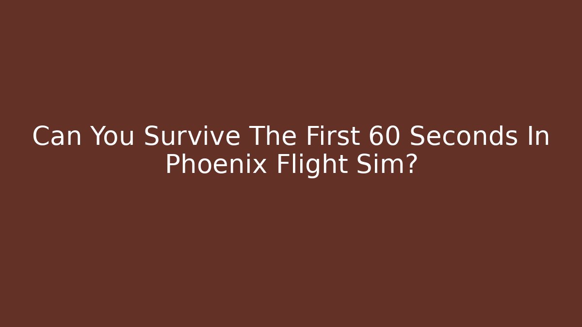 Can You Survive The First 60 Seconds In Phoenix Flight Sim? - Critter Realm