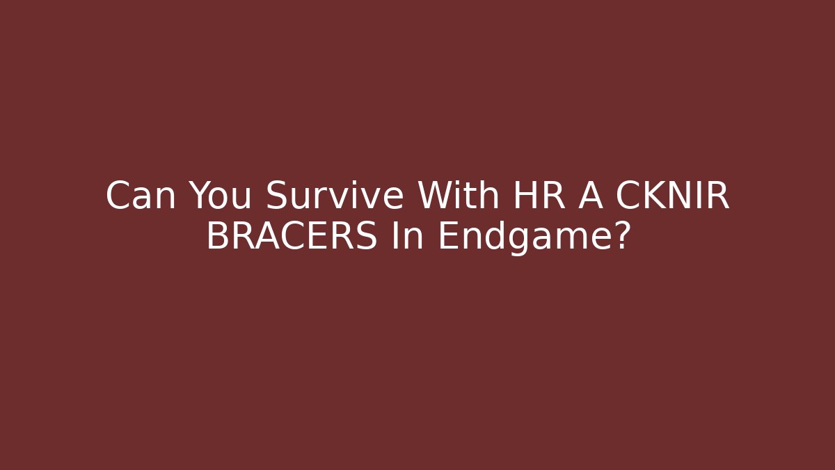 Can You Survive With HR A CKNIR BRACERS In Endgame?