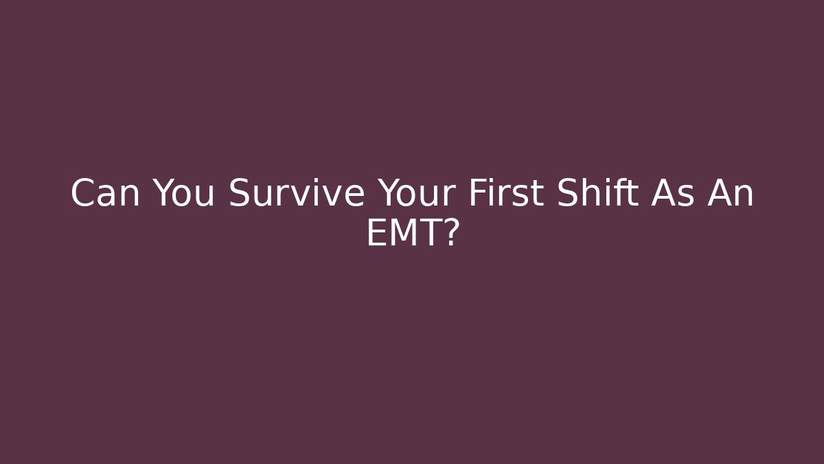 Can You Survive Your First Shift As An EMT?