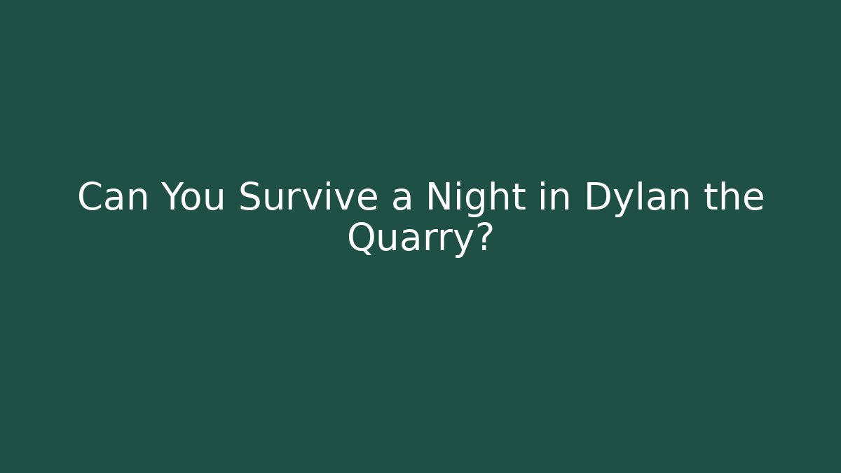 Can You Survive a Night in Dylan the Quarry?